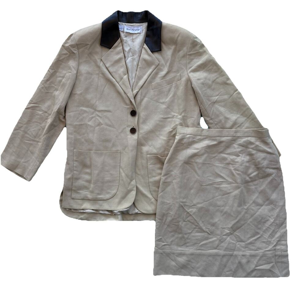 Karl Lagerfeld Hirshleifer’s Blazer Skirt Suit Women’s Size 8 VINTAGE FLAW